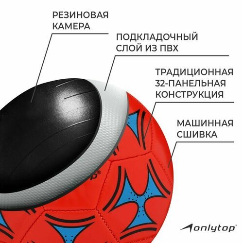 Мяч футбольный, ПВХ, машинная сшивка, 32 панели, размер 5, цвета микс