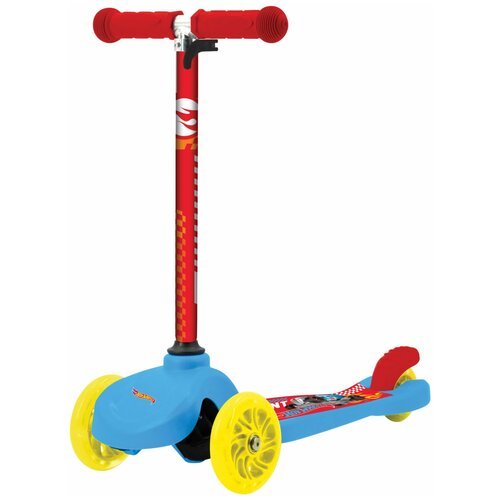 Детский городской самокат 3-колесный 1 TOY Т17070 Hot Wheels , красный/голубой