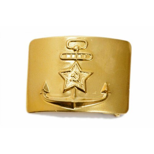 Бляха ВМФ Якорь со звездой золотая латунная