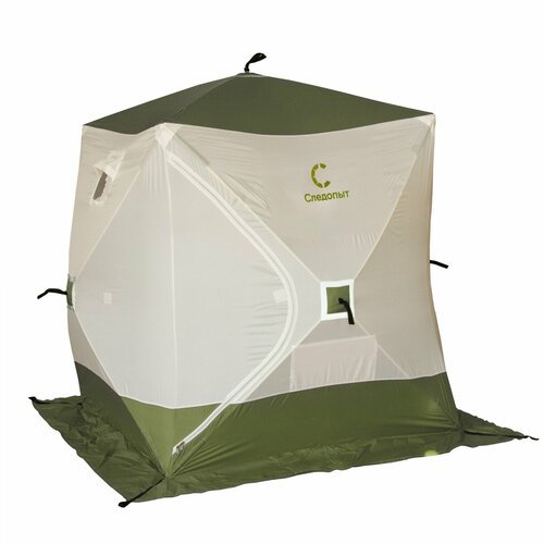 Палатка зимняя куб следопыт 1,5 х1,5 м, Oxford 240D PU 1000, S по полу 2,2 кв. м, цв. оливковый/бел, PF-TW-22