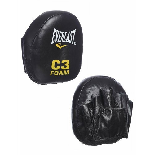 Лапа боксерская натуральная кожа 2шт, изогнутые Everlast / черный-блеск