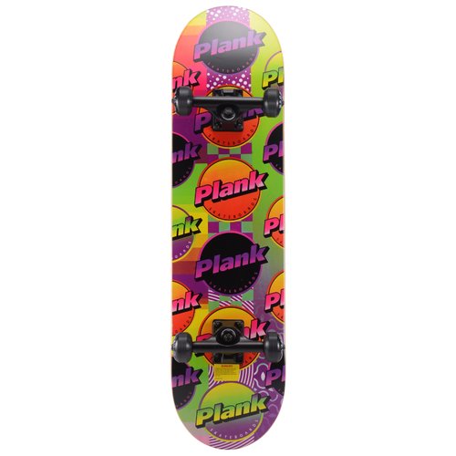 Детский скейтборд Plank Retrolaser, 31x8, зеленый/фиолетовый