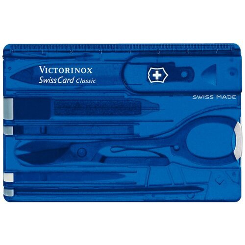 Нож многофункциональный VICTORINOX SwissCard Classic box (0.7100/0.7122/0.7133) синий полупрозрачный