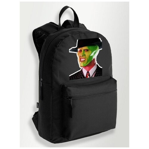 Черный школьный рюкзак с DTF печатью фильмы Джим Керри (Jim Carrey, актер, комик, маска - 205