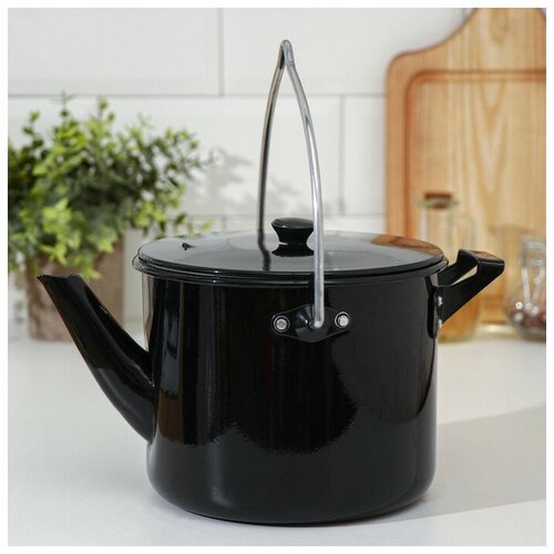 Чайник-котелок с декоративным покрытием, 2,5 л, цвет чёрный