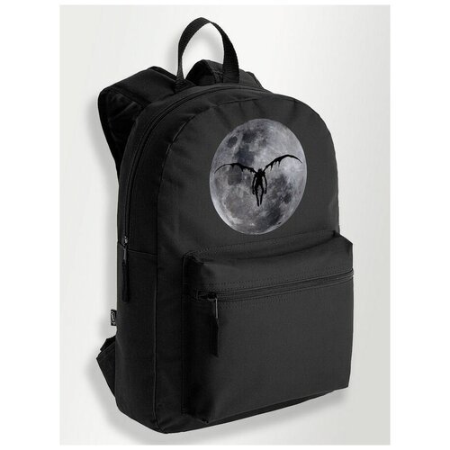 Черный школьный рюкзак с DTF печатью аниме Тетрадь смерти (Death Note, психологический триллер) - 27