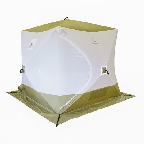 Палатка зимняя куб следопыт 2,1 х2,1 м, Oxford 210D PU 1000, S по полу 4,4 кв. м, цв. оливковый/белый, PF-TW-27