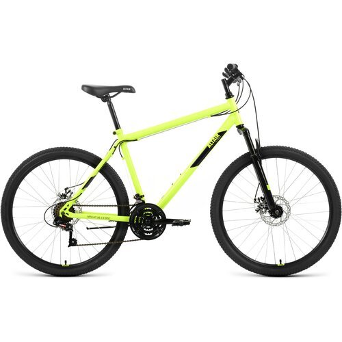 Велосипед ALTAIR MTB HT 26 2.0 D (26' 21 ск. рост. 19') 2022, ярко-зеленый/черный, RBK22AL26116
