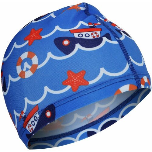 Детская тканевая шапочка 'Морское путешествие' для купания и плавания в бассейне, обхват 46-52 см, цвет синий