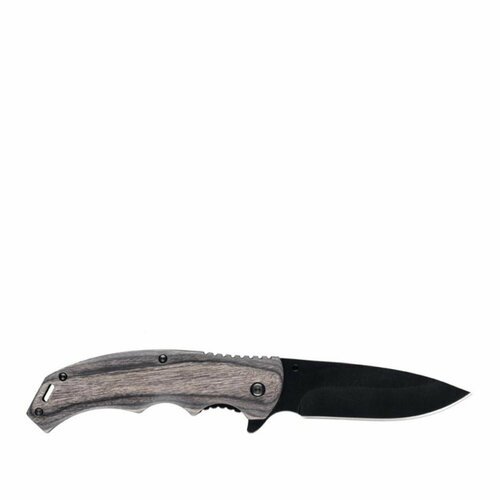Нож складной Stinger, клинок чёрного цвета 90 мм, рукоять из дерева и стали серого цвета, в нейлоновом чехле FK-1116BK