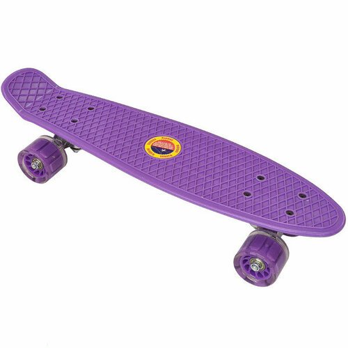 Скейтборд пластиковый Hawk 56x15 см со свет. колесами (фиолетовый) E33093