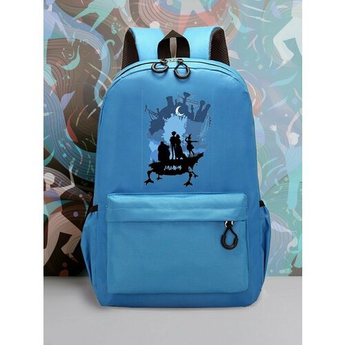 Большой голубой рюкзак с DTF принтом аниме Ходячий замок - 2513