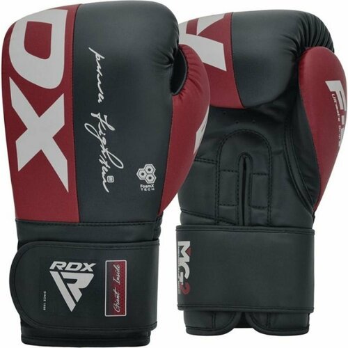 Боксерские перчатки RDX F4 спарринговые перчатки на липучках, черно-красные, 16 унций
