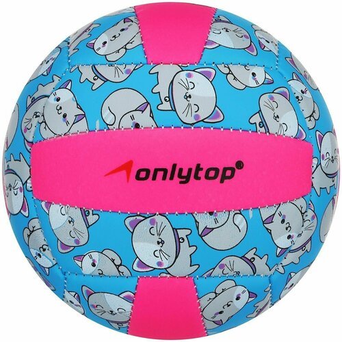 Мяч волейбольный ONLYTOP Кошечка , ПВХ, машинная сшивка, 18 панелей, размер 2