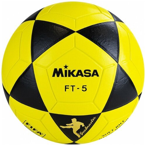 Мяч для футбола MIKASA FT5 FQ-BKY, р.5, FIFA Quality, ПУ, 32 пан, термосшивка, желто-черный