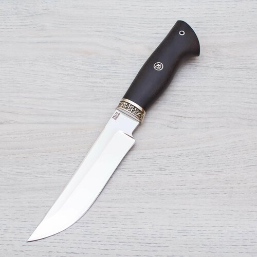 Нож туристический Тайга 95Х18 (кованая сталь) Полированный Мельхиор Черный граб Ножи Lemax (Лемакс)