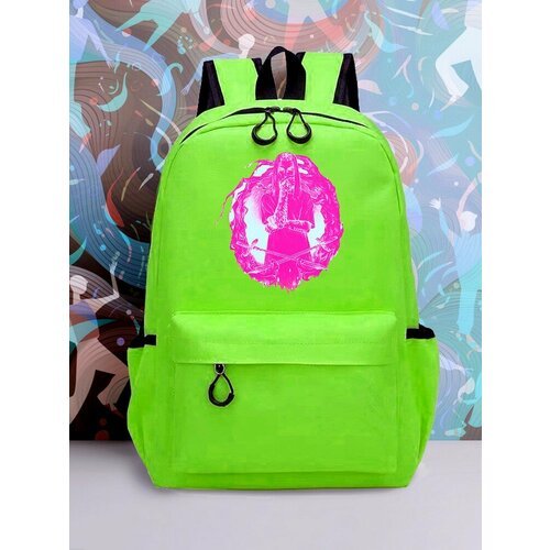 Большой зеленый рюкзак с DTF принтом музыка Ghostemane - 2346