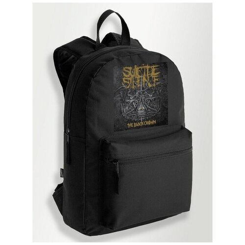 Черный школьный рюкзак с DTF печатью музыка суисайд сайленс (Suicide Silence, Дэткор) - 96