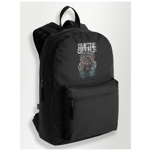 Черный школьный рюкзак с DTF печатью музыка суисайд сайленс (Suicide Silence, Дэткор) - 95