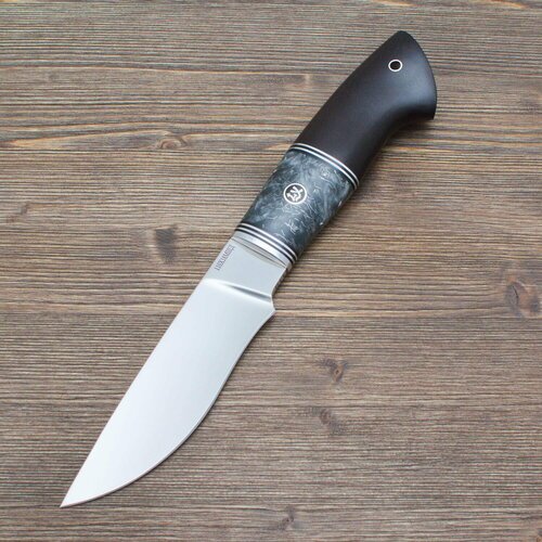 Нож туристический Тундра (охотничий) 110Х18М-ШД Полированный Дюраль Черный граб Акрил темный Ножи Lemax (Лемакс)