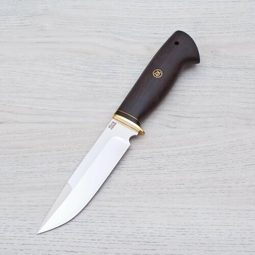 Нож туристический Лесник 95Х18 (кованая сталь) Полированный Латунь Черный граб Ножи Lemax (Лемакс)