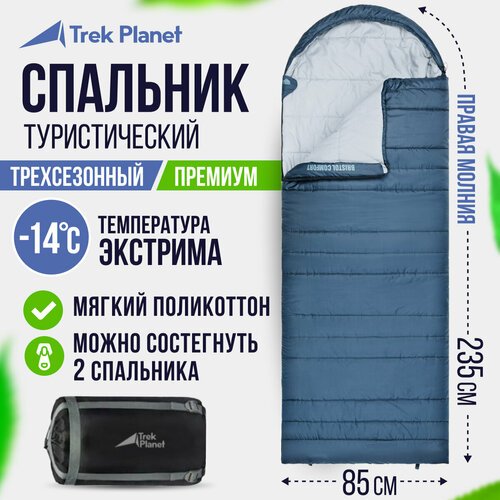 Спальный мешок TREK PLANET Bristol Comfort, синий, молния с правой стороны