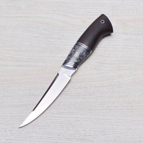 Нож туристический Рыбак-2 110Х18М-ШД Полированный Дюраль Черный граб Акрил темный Ножи Lemax (Лемакс)