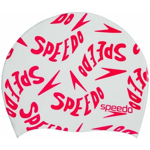 Шапочка для плавания Speedo Junior Slogan Cap, детская, 8-08386C906, белый, красный