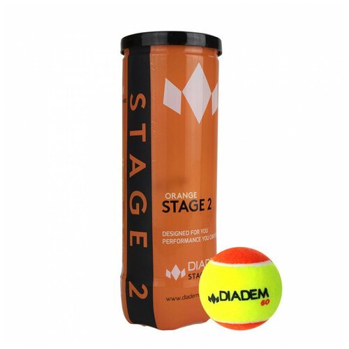 Мяч теннисный детский DIADEM Stage 2 Orange Ball, арт. BALL-CASE-OR, 3 шт