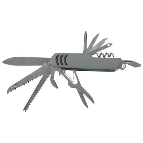 Многофункциональный нож ЗУБР 12 в 1 складной обрезиненная рукоятка 90 мм 47780