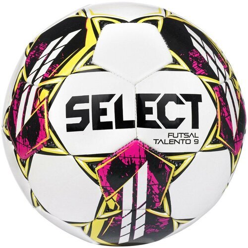 Мяч футзальный SELECT Futsal Talento 9 V22 1060460005, р.2, 32п, ТПУ, машинная сшивка, бело-желто-фиолетово-черный