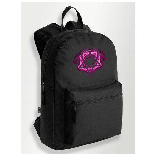 Черный школьный рюкзак с DTF печатью Музыка Him (Вилле Вало Панк, Rock) - 1071