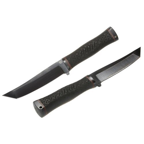 Нож Мичман (сталь рессорная 65Г), черный, резина