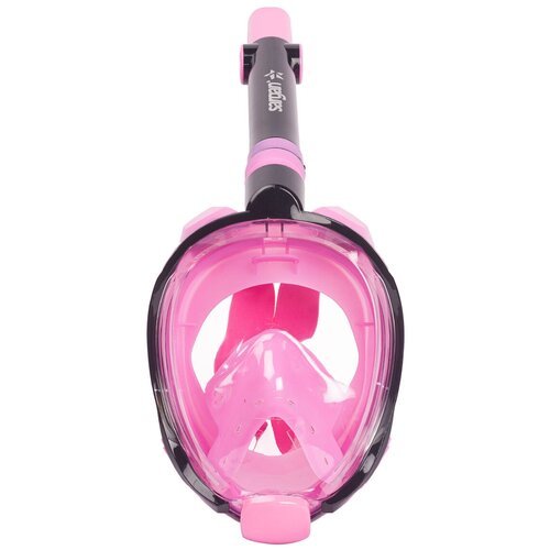 Полнолицевая маска для плавания (снорклинга) SARGAN Галактика Премиум цвет черный/розовый детская