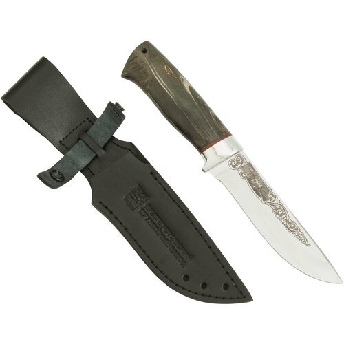 Нож 'Таежная стрела' (сталь 95x18, карельская берёза стабилизированная-ал.)