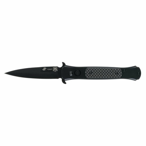 Нож складной автоматический Stinger, 118 мм, нержавеющая сталь, карбон, черный
