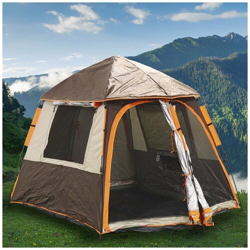 Палатка 4х-местная, 310х220х185 см, 1 комн, с москитной сеткой, Green Days, 4SINGLE, GJN188
