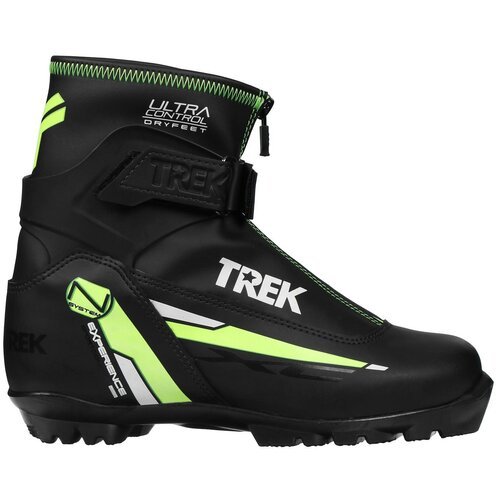 Ботинки лыжные NNN TREK Experience 1 черные/логотип зеленый неон, размер RU40 EU41 СМ25,5