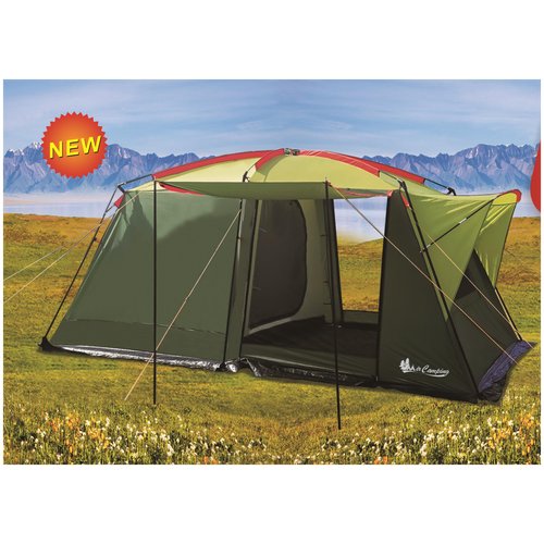 Кемпинговая 4 местная палатка шатер двухслойная с большим тамбуром 1-006-4