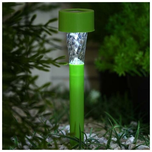 Фонарь садовый на солнечной батарее 'Трапеция', 30 см, d=4.5см,1 led, пластик, зеленая ножка
