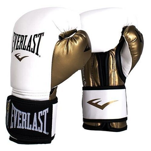 Перчатки тренировочные Powerlock PU 12oz бел/золот. - Everlast