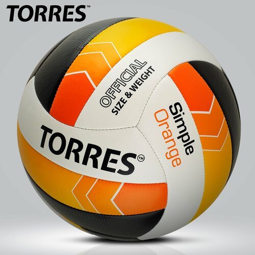 Мяч волейбольный TORRES Simple V32125 черный, оранжевый