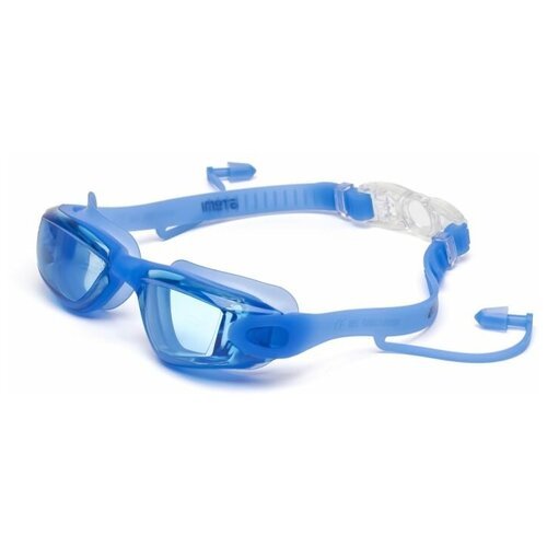 Очки для плавания Atemi, силикон, с берушами (голубой), N8601