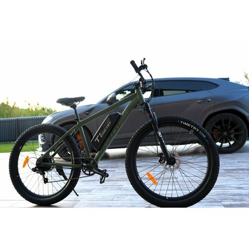 Электровелосипед полуфэтбайк Time Try 27.5'/7s Алюминиевая рама 17' Мотор 36V*250W Взрослый Спортивный, зеленый модель 2024