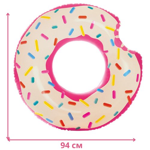 Круг надувной пончик 94 см большой розовый для взрослых и детей (матрас , надувная игрушка)