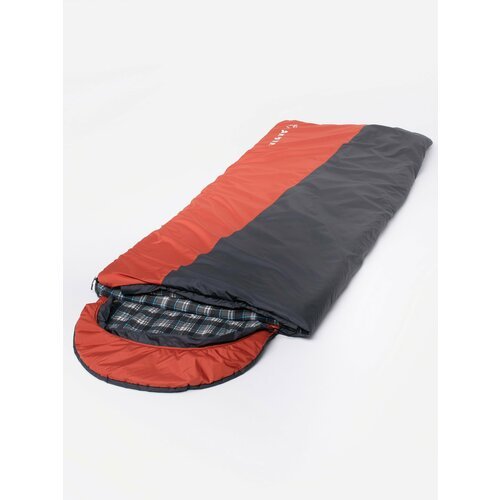 Спальный мешок зимний утепленный взрослый Huntsman Эксперт с подголовником одноместный (до -15°), ткань дюспо, цвет серый/оранжевый