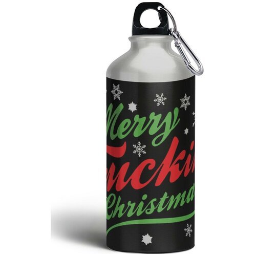 Бутылка спортивная/туристическая фляга новый год надписи (merry christmas, рождество) - 5976