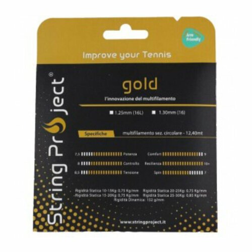 Струна для тенниса String Project 12m Gold, Gold, 1.30