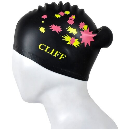 Шапочка для плавания CLIFF силиконовая CS13, для длинных волос, черная
