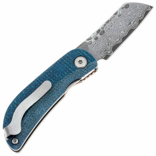Нож складной PETIT Series 47-120, VG-10 Damascus, HRc:60, рук. Джут-микарта Orange/Blue MCUSTA